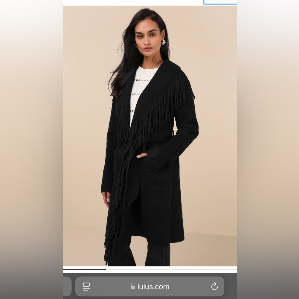 Black lulus fringe cardigan